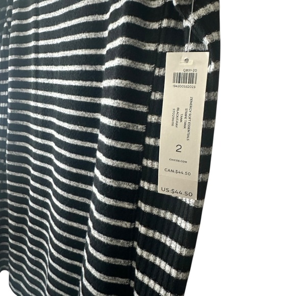 Zenergy by Chico's Soft Essentials Stripe Tank Black/Gray Size 12 - Picture 4 of 6